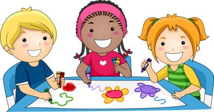 Illustration of children doing a craft