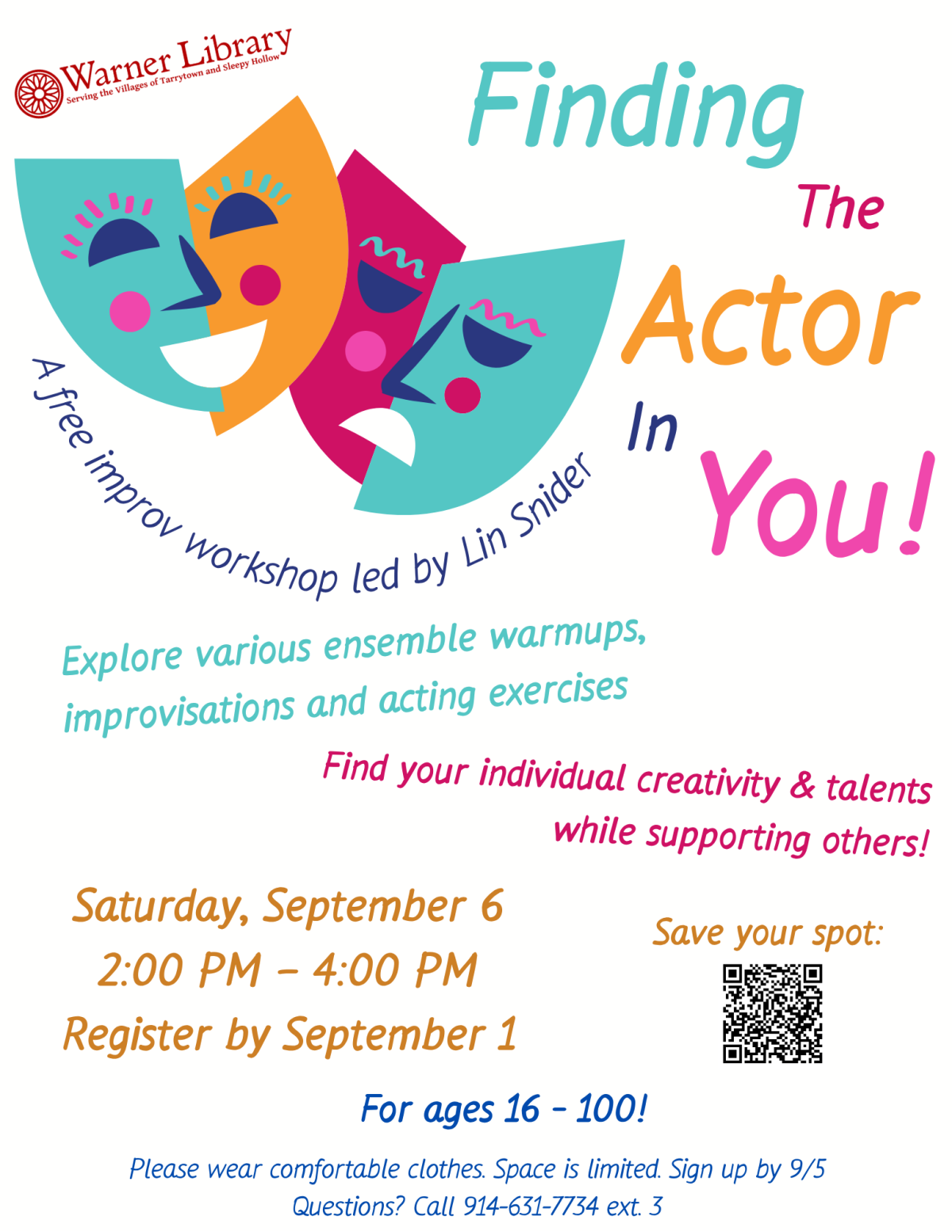 Finding the Actor in You September 6 2pm-4pm