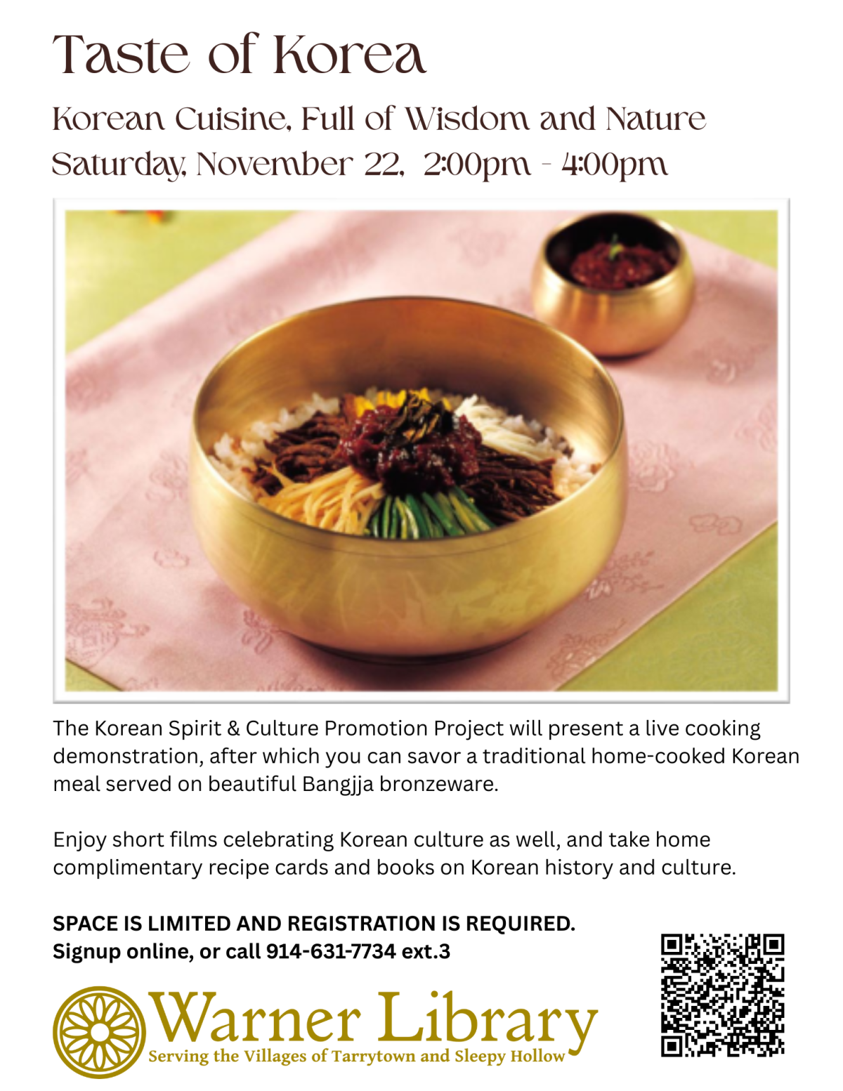 taste of korea Saturday, November 22 at 2pm